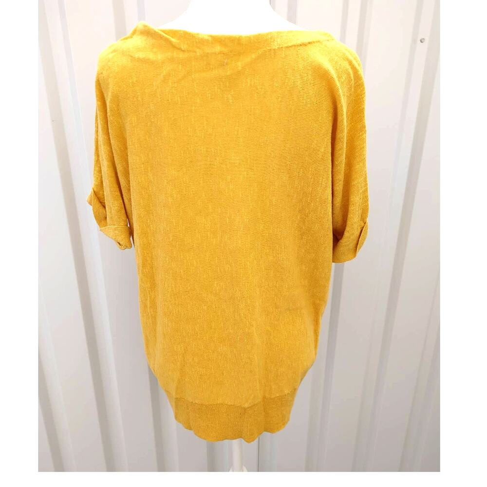 Eileen Fisher Blouse Short Sleeve Top Hi Low Linen Blend Small - Picture 3 of 5